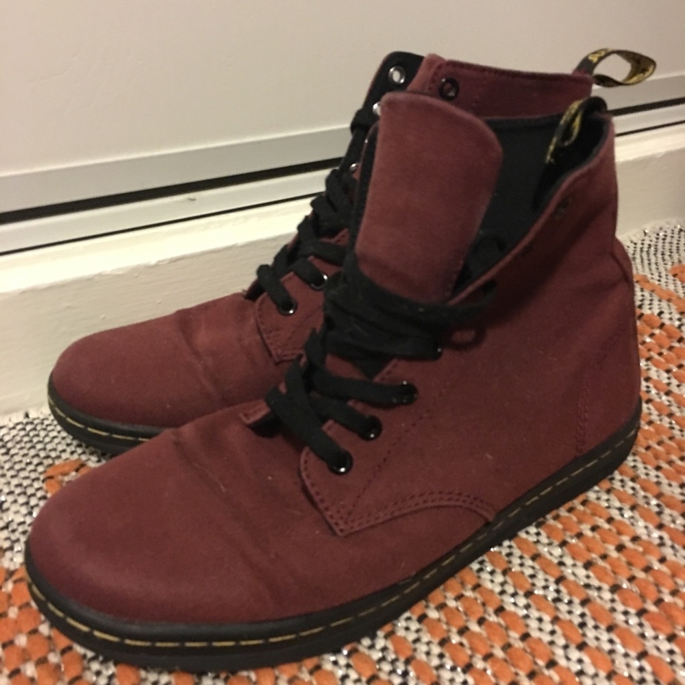 Dr. Martins Red Canvas Boots Size 11